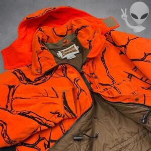 Gamehide Hush Hide Blaze Orange Camo Hunting Hooded Jacket Parka Pockets XL